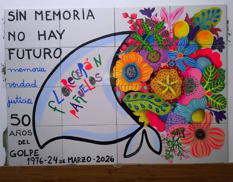 Mural realizado por Belén Correa, instalado en el CURZAS-UNCo a 50 años del golpe